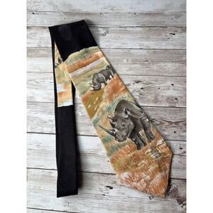 Animal Tracks Rhinoceros Zoo Men's Neck Tie